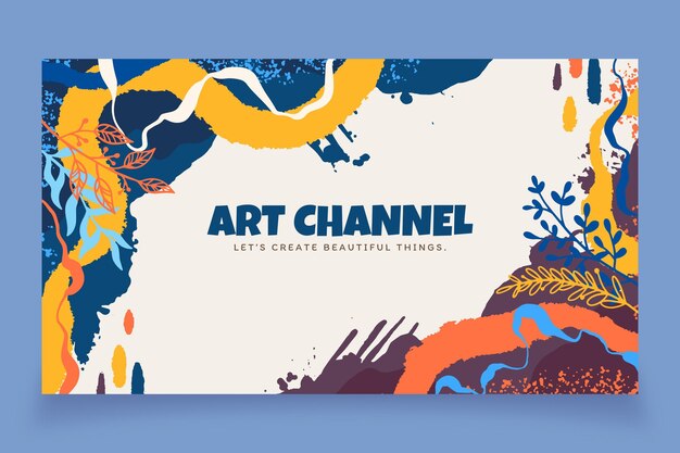 Hand drawn flat design abstract shapes youtube channel art