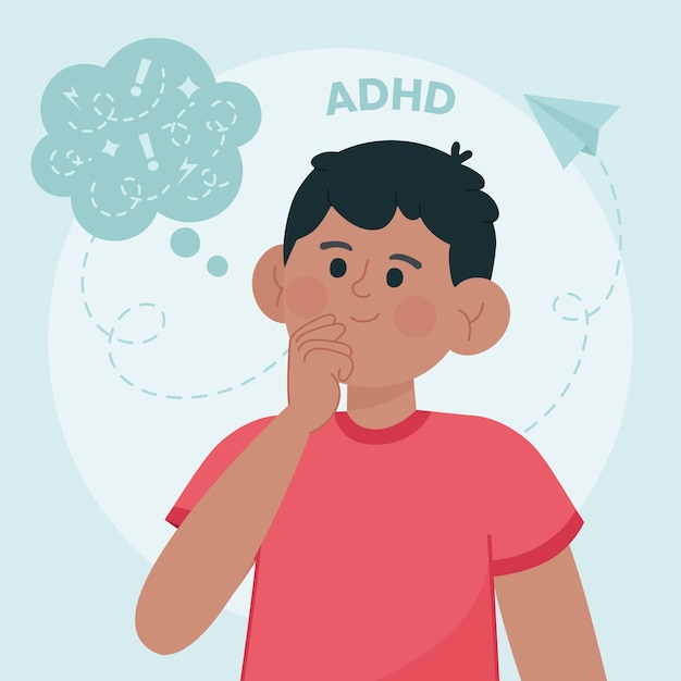 Illustrazione adhd design piatto disegnato a mano