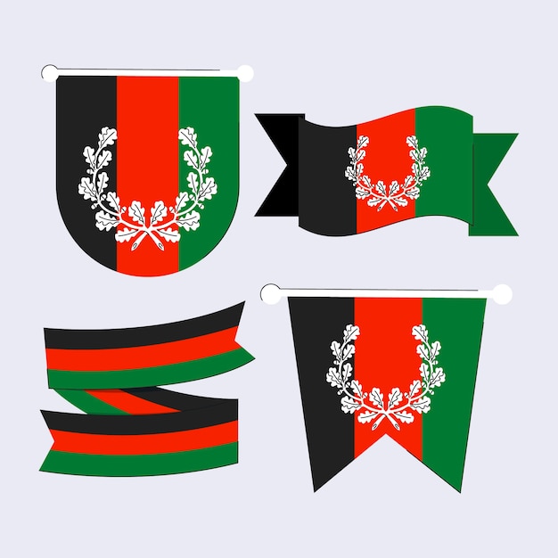 Free vector hand drawn flat design afghanistan national emblems