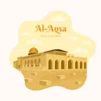 Free vector hand drawn flat design al aqsa illustration