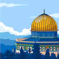 Vettore gratuito illustrazione di al aqsa di design piatto disegnato a mano