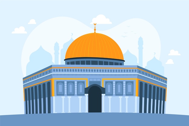 무료 벡터 손으로 그린 평면 디자인 al aqsa 그림