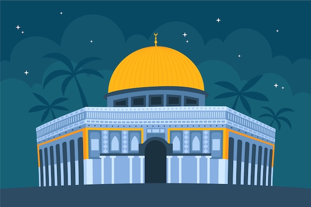 Hand drawn flat design al aqsa illustration