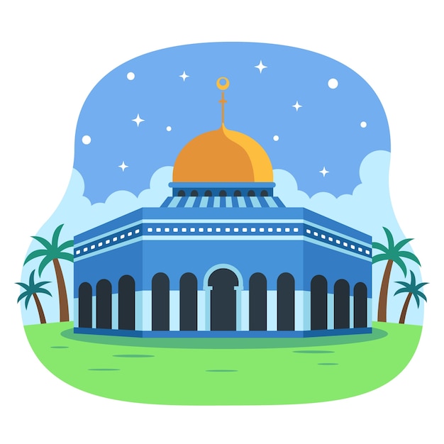 Free vector hand drawn flat design al aqsa illustration