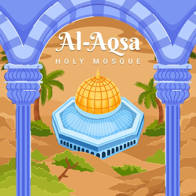 Free vector hand drawn flat design al aqsa illustration