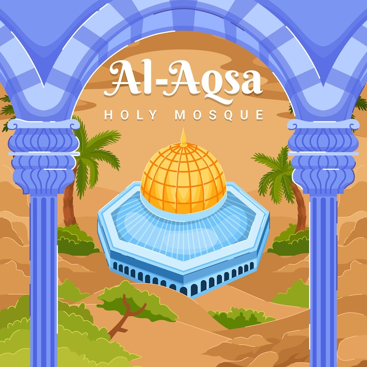 Free Vector hand drawn flat design al aqsa illustration