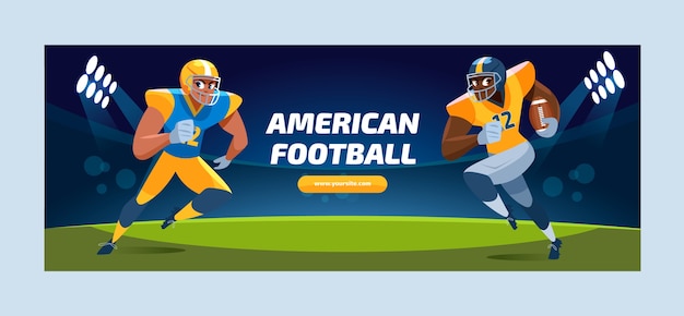Copertina facebook di football americano di design piatto disegnato a mano