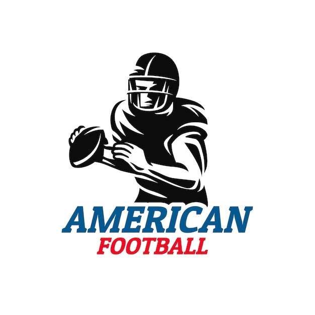 手描きフラットデザインアメリカンフットボールのロゴのテンプレート