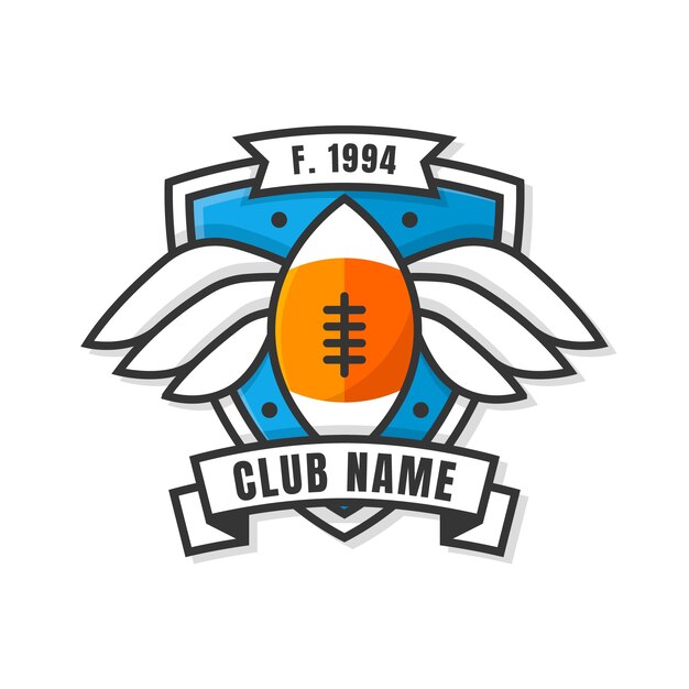 Hand drawn flat design american football logo