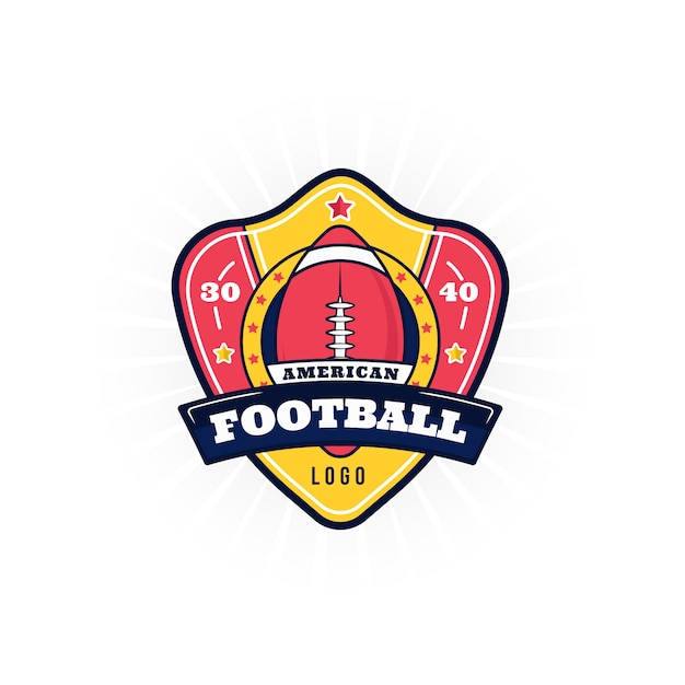 Logo di football americano di design piatto disegnato a mano