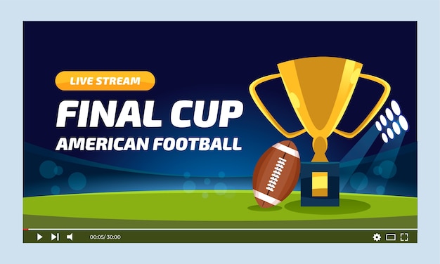 Бесплатное векторное изображение Ручной обращается плоский дизайн американский футбол миниатюра youtube