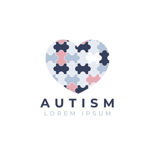 Бесплатное векторное изображение Ручной обращается плоский дизайн логотипа аутизма