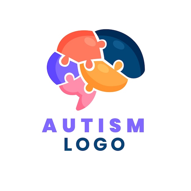 無料ベクター 手描きのフラットデザイン自閉症のロゴ