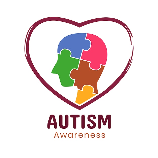 Hand drawn flat design autism logo