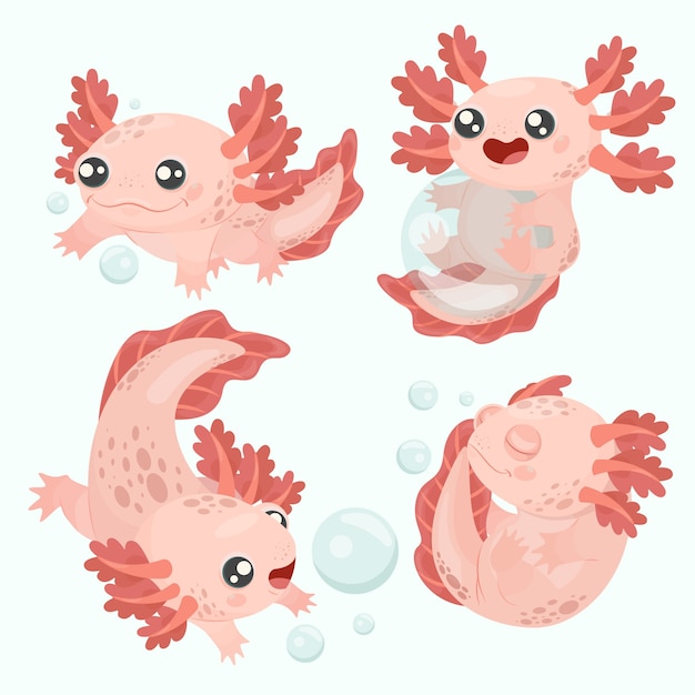 Free vector hand drawn flat design axolotl illustration