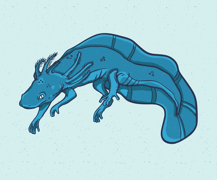 Free Vector hand drawn flat design axolotl llustration
