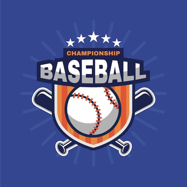 Vettore gratuito modello di logo di baseball design piatto disegnato a mano