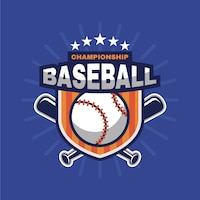 Hand drawn flat design baseball logo template