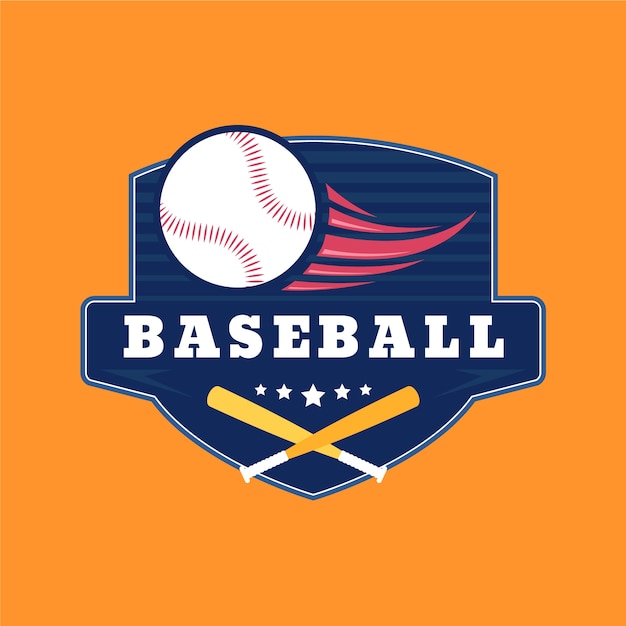 Ручной обращается плоский дизайн логотипа бейсбола