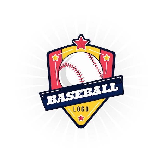 Hand drawn flat design baseball logo