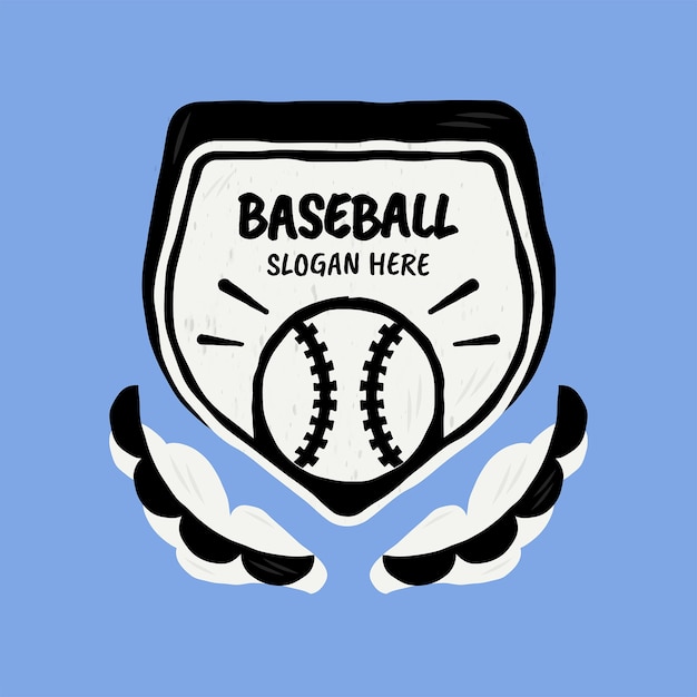 Vettore gratuito logo da baseball dal design piatto disegnato a mano