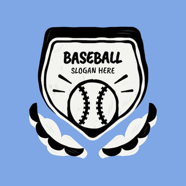 手描きのフラットなデザインの野球のロゴ