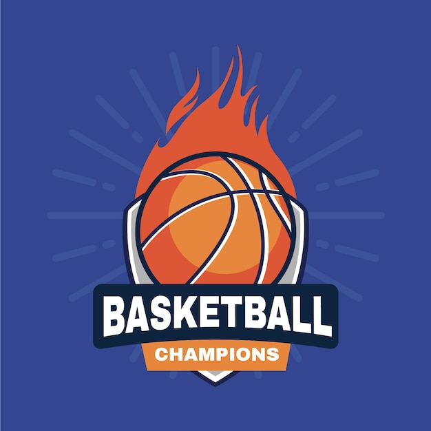 Modello di logo di basket design piatto disegnato a mano