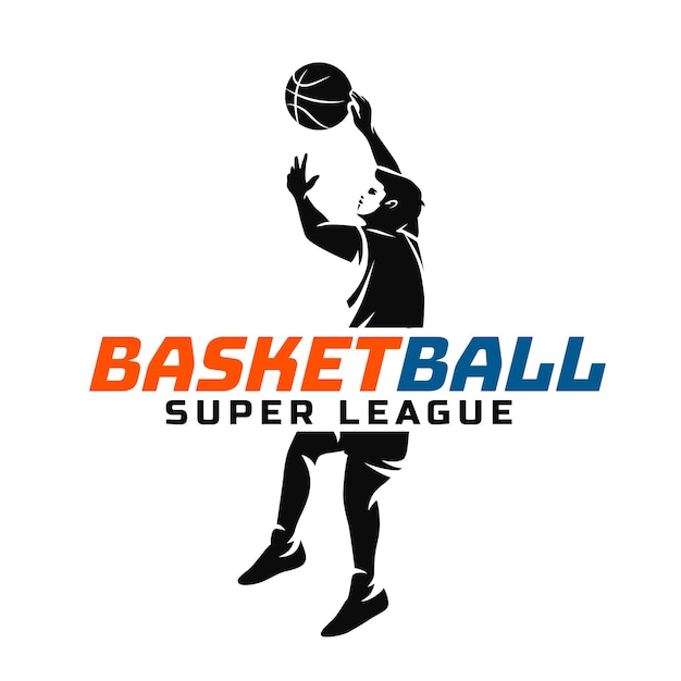 Ручной обращается плоский дизайн баскетбольного логотипа
