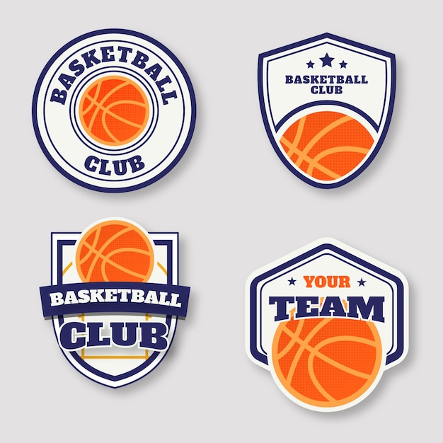 Logo di basket design piatto disegnato a mano