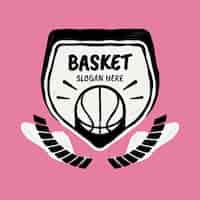 Vettore gratuito logo di basket design piatto disegnato a mano