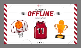 Hand drawn flat design basketball twitch background