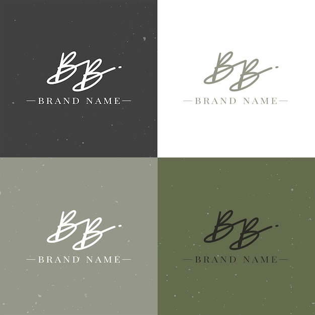 Ручной обращается плоский дизайн шаблона логотипа bb