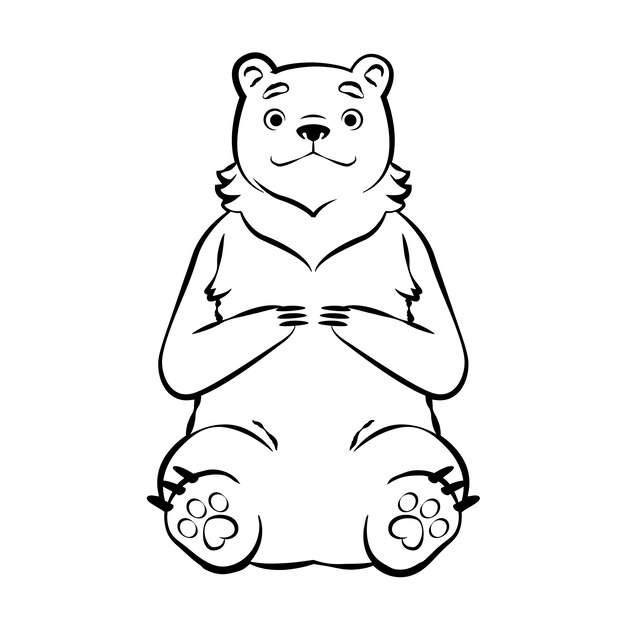 手描きフラットデザインクマのアウトライン