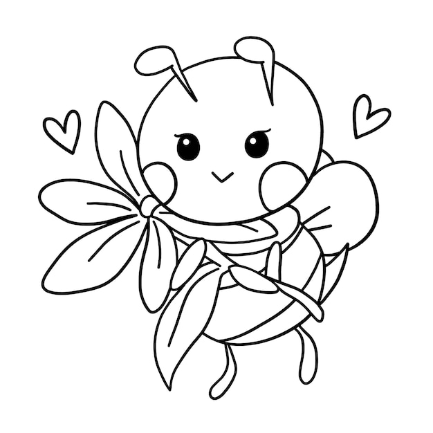 Hand drawn flat design bee outline