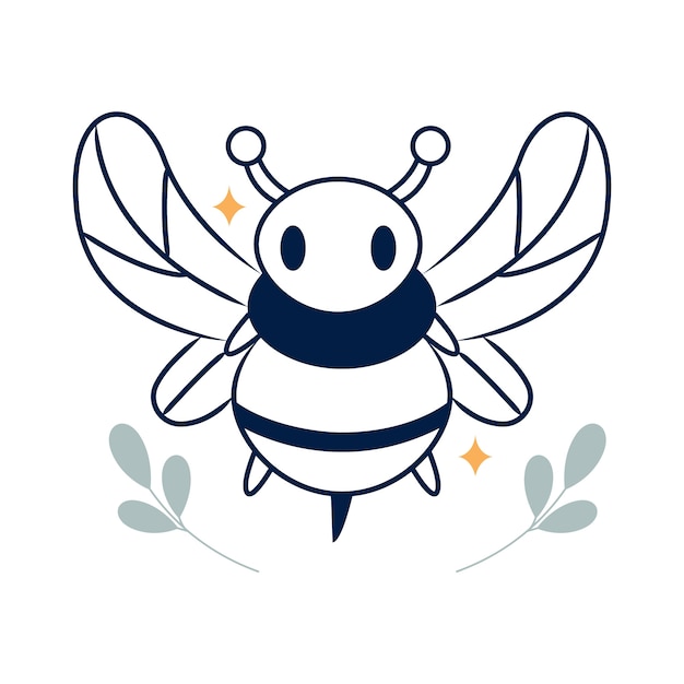 Free vector hand drawn flat design bee outline