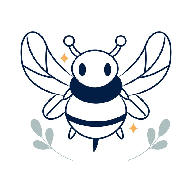 Hand drawn flat design bee outline