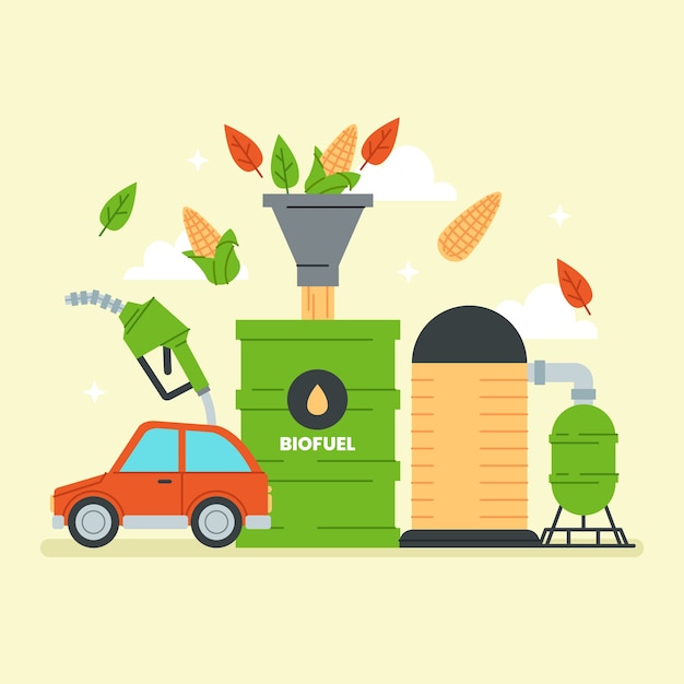 Free vector hand drawn flat design biofuel illustration