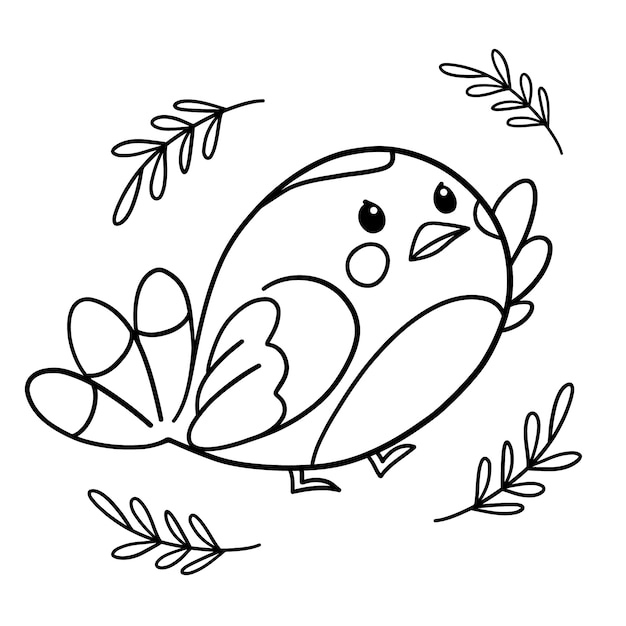 Hand drawn flat design bird outline