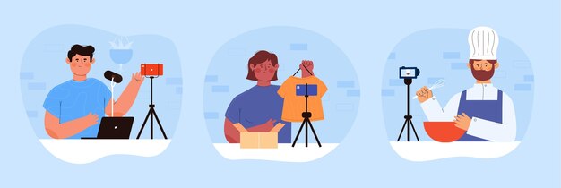 Hand drawn flat design bloggers