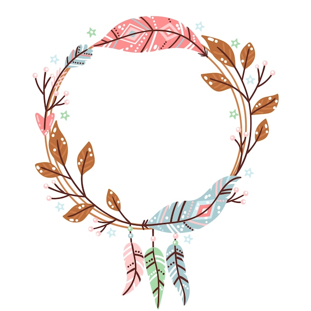 Hand drawn flat design boho frame design