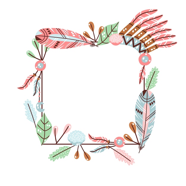 Hand drawn flat design boho frame design