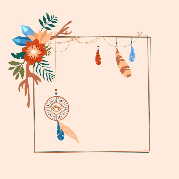 Free vector hand drawn flat design boho frame design