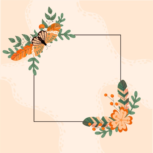 Hand drawn flat design boho frame