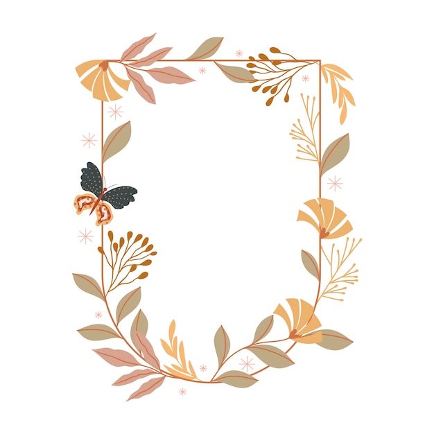 Hand drawn flat design boho frame