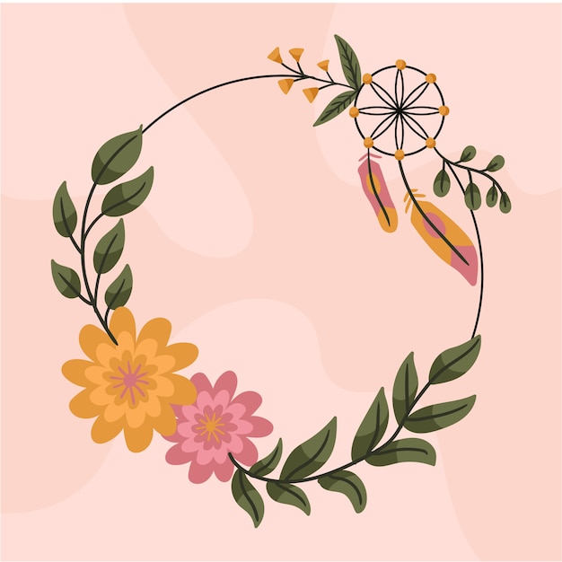 Free vector hand drawn flat design boho frame