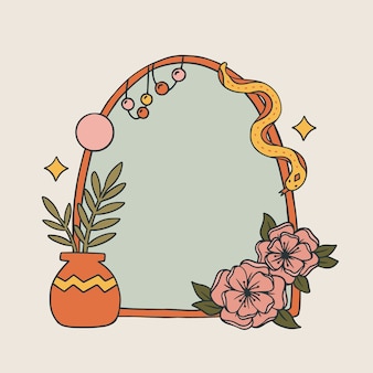 Hand drawn flat design boho frame