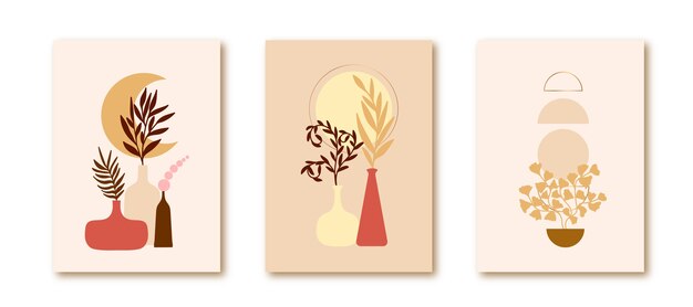 Hand drawn flat design boho wall art