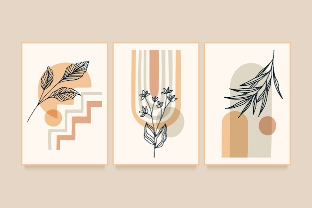 Free vector hand drawn flat design boho wall art