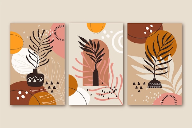 Free vector hand drawn flat design boho wall art