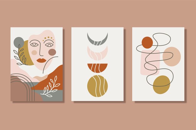 Hand drawn flat design boho wall art